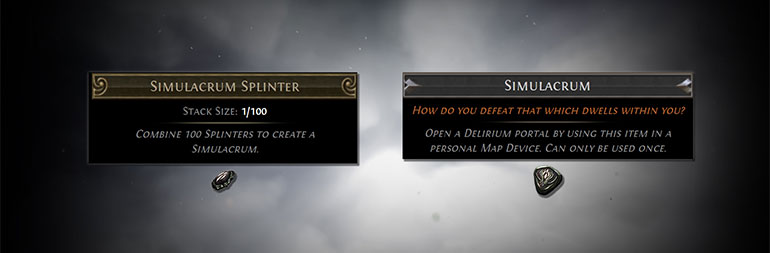 Path of Exile Delirium Simulacrum Splinters