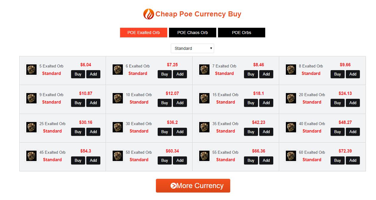 poe currency prices