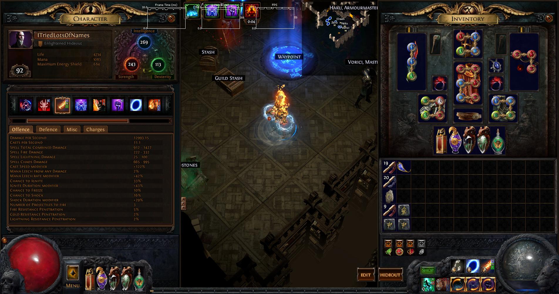 Path of Exile Molten Shell Self-Chain-Casting Mechanics
