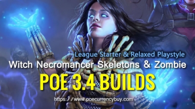 POE 3.4 Witch Necromancer Skeletons & Zombie Build - League Starter & Relaxed Playstyle